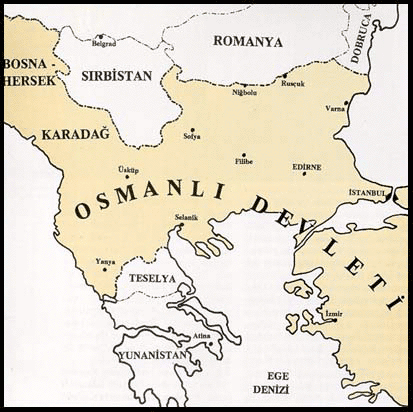Ottoman Borders according to Treaty of Berlin