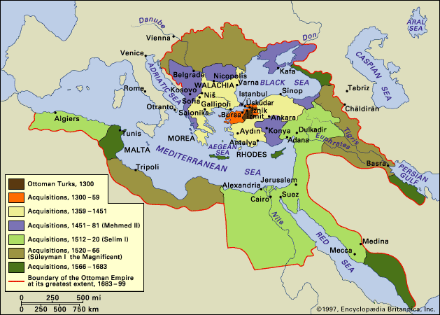 Online Maps Blog - The Ottoman Empire, 1300-1689. Expansion to